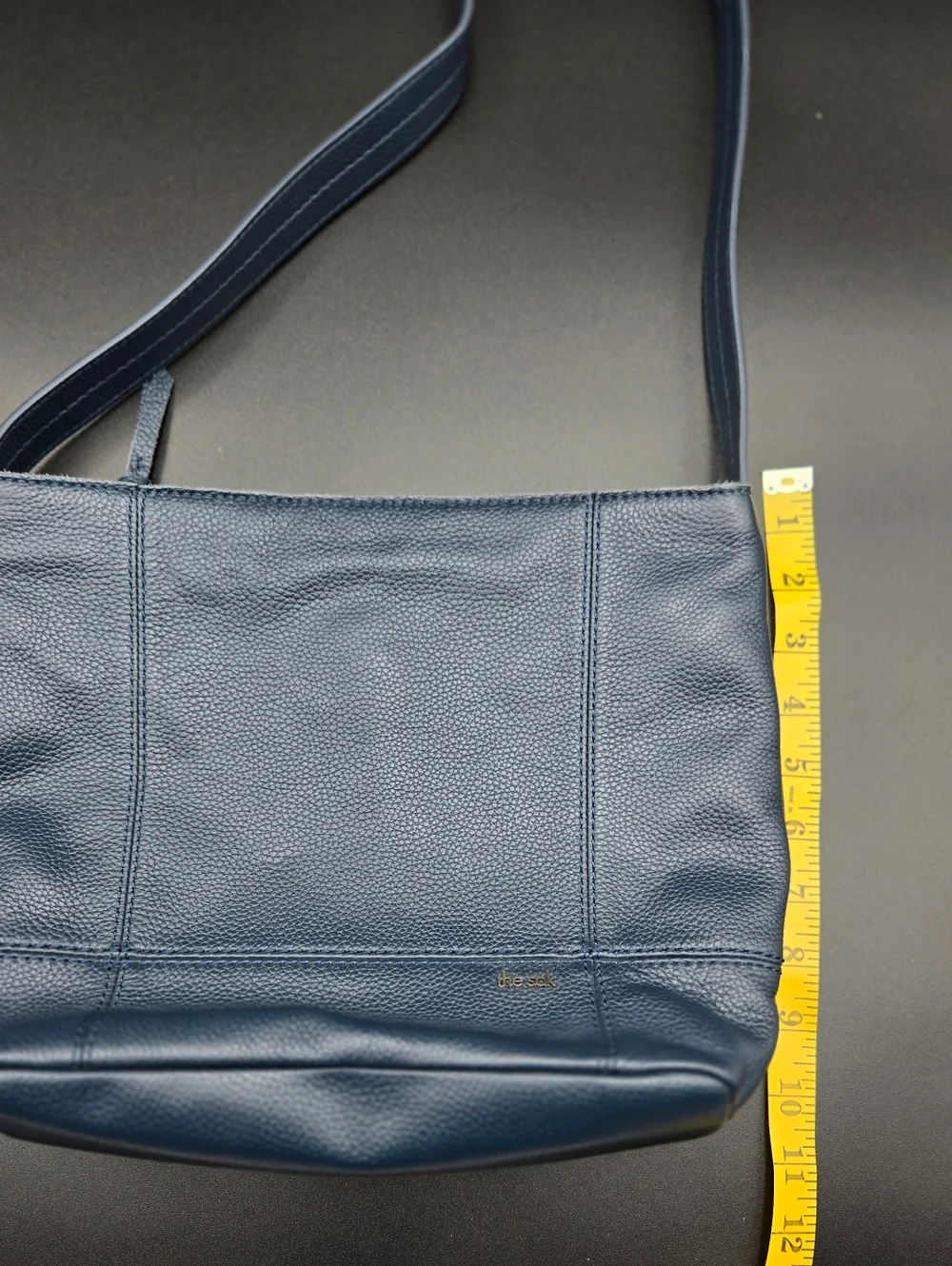 The Sak Navy Blue Pebbled Leather Shoulder Bag - Minimalist Hobo